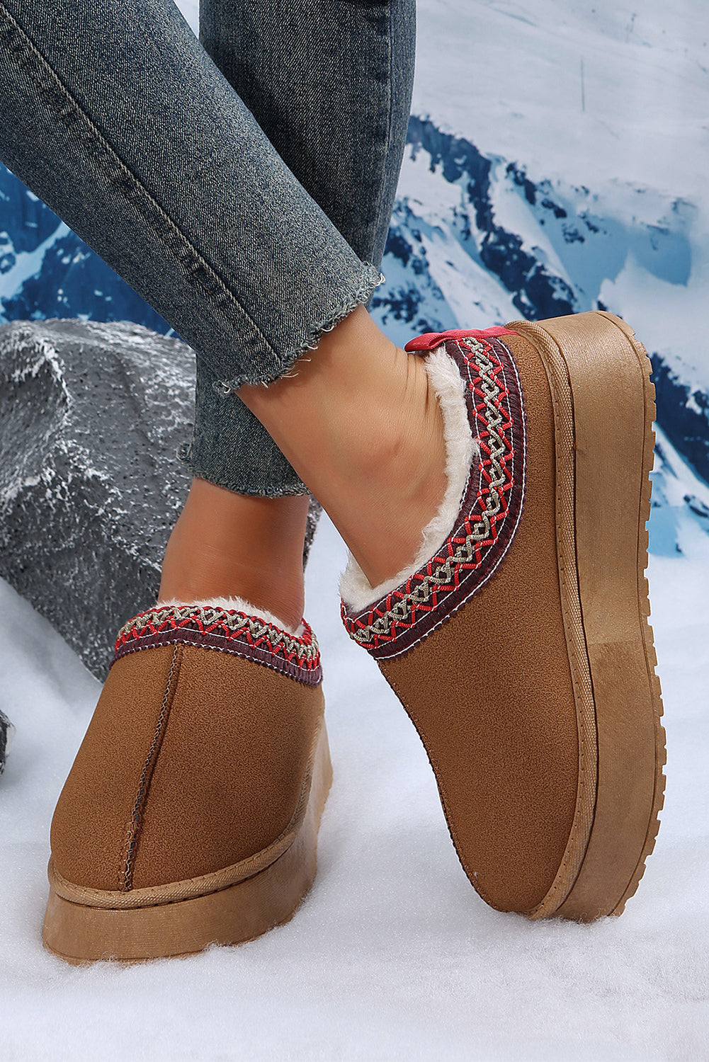 Plush Lined Platform Slippers