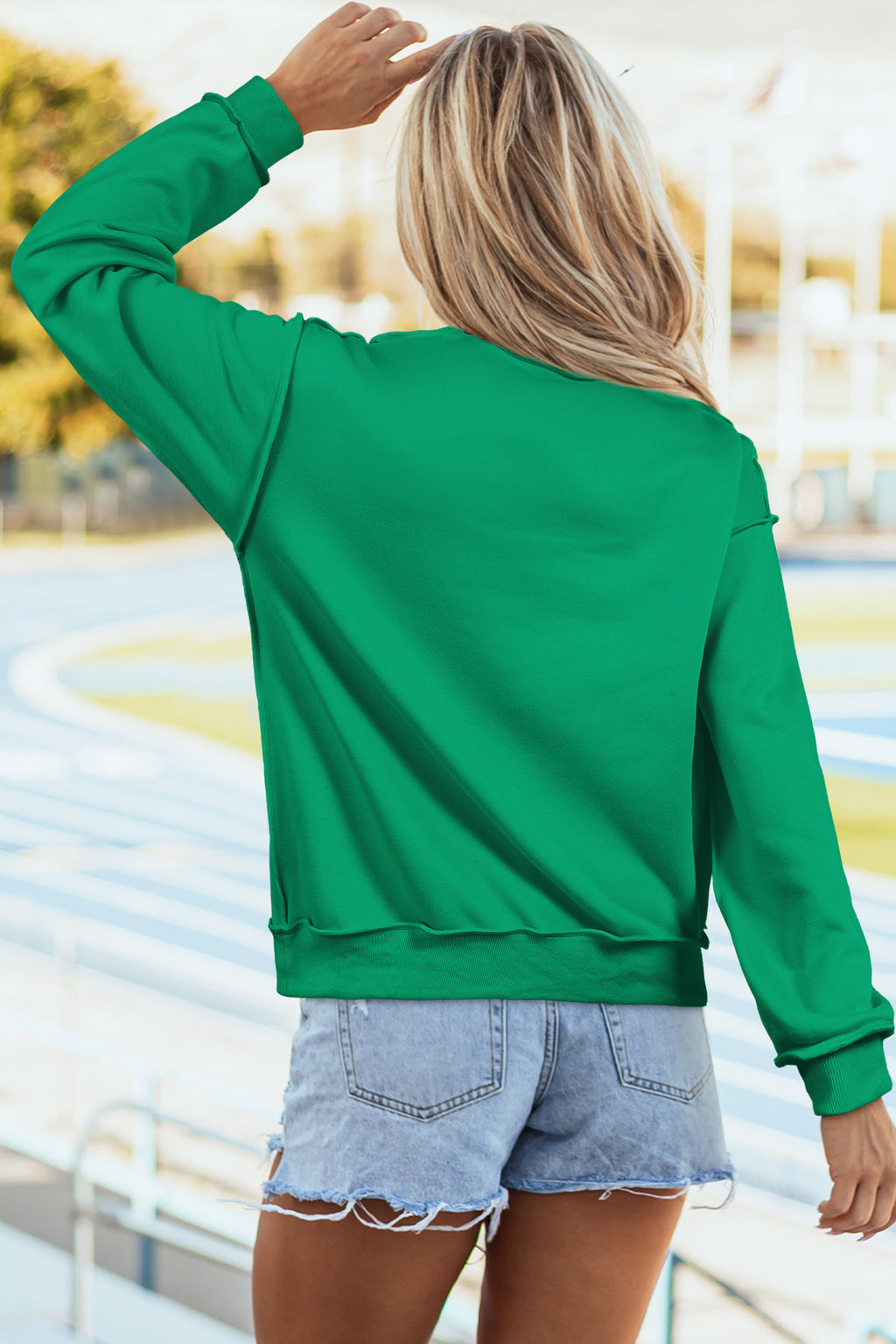 Coffee Oversize Drop Shoulder Reversible Mock Neck Sweatshirt