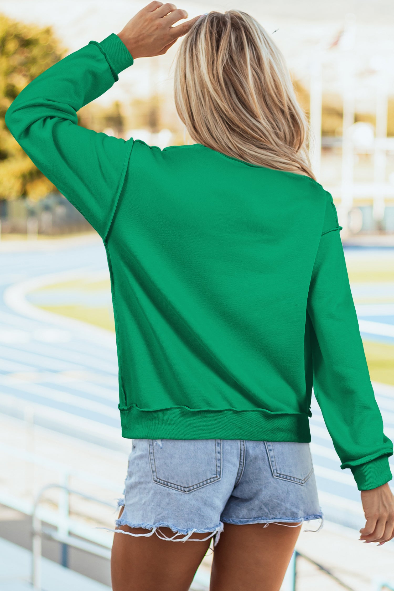 Coffee Oversize Drop Shoulder Reversible Mock Neck Sweatshirt