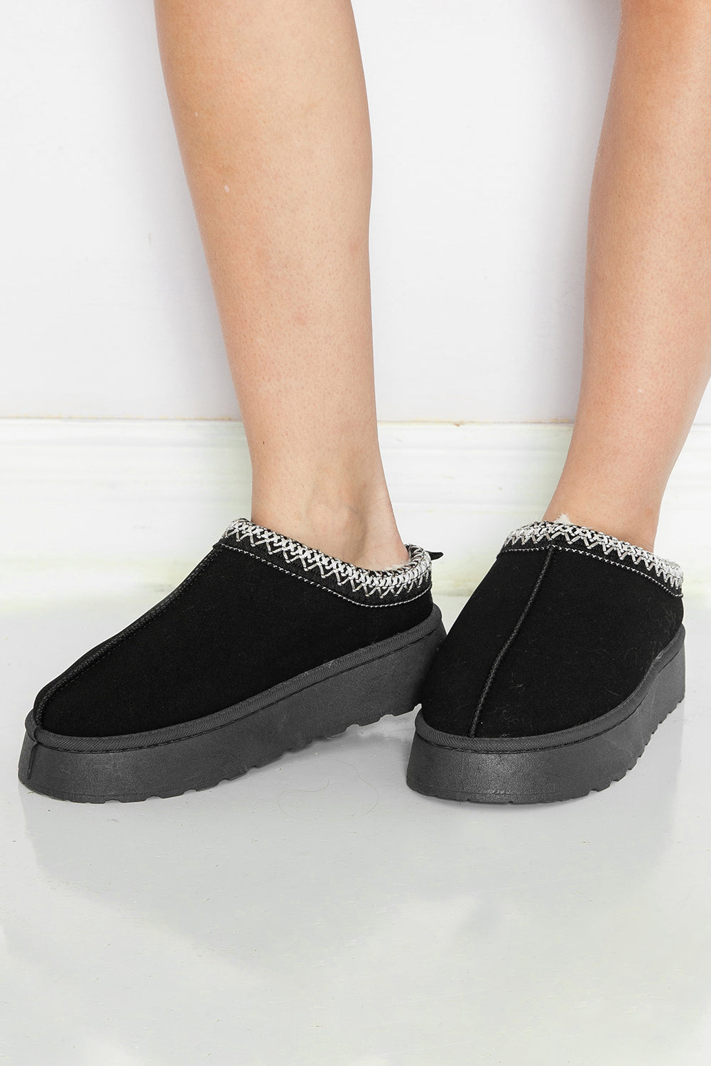 Plush Lined Platform Slippers