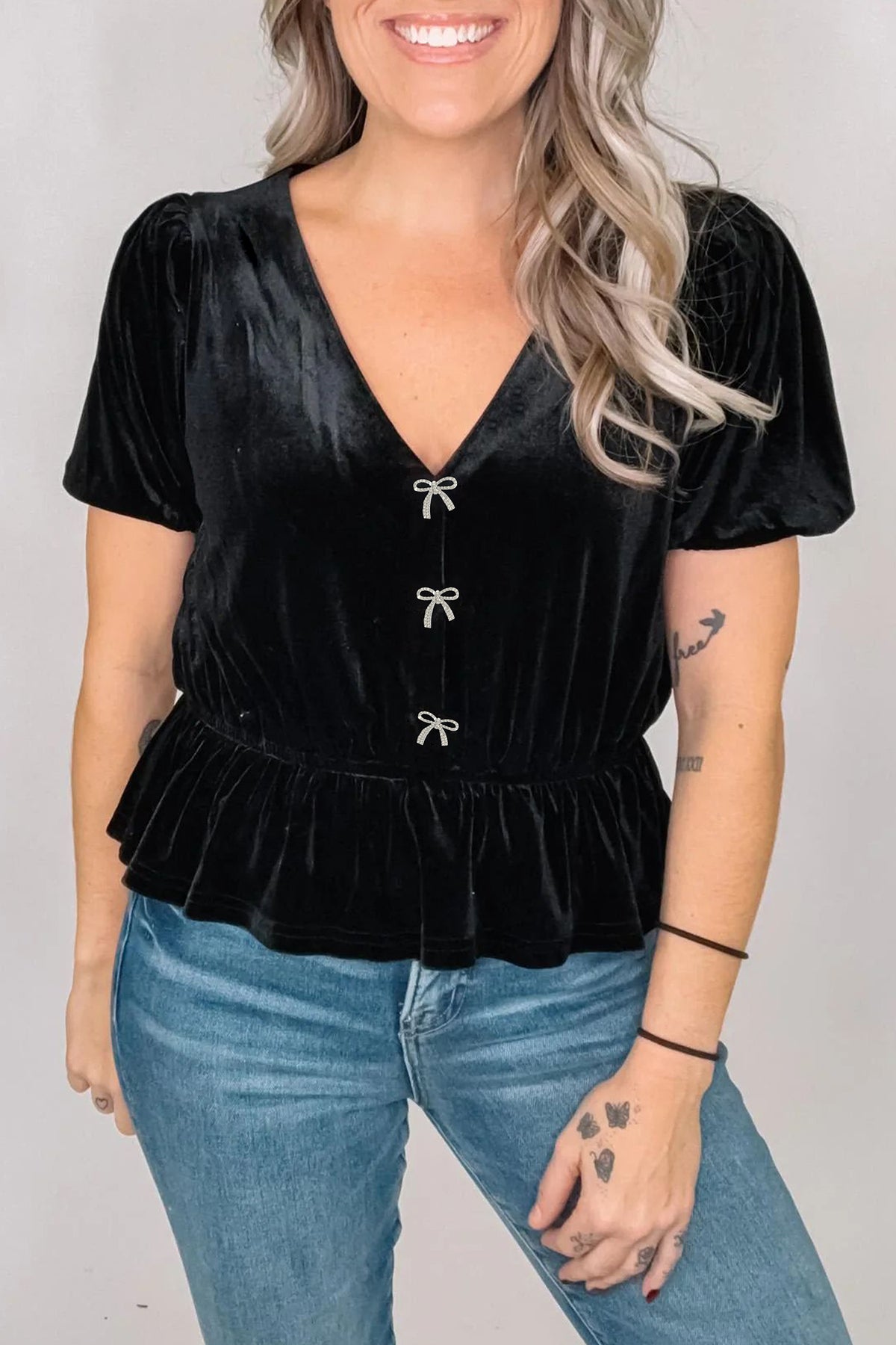 Little Black Bow Blouse