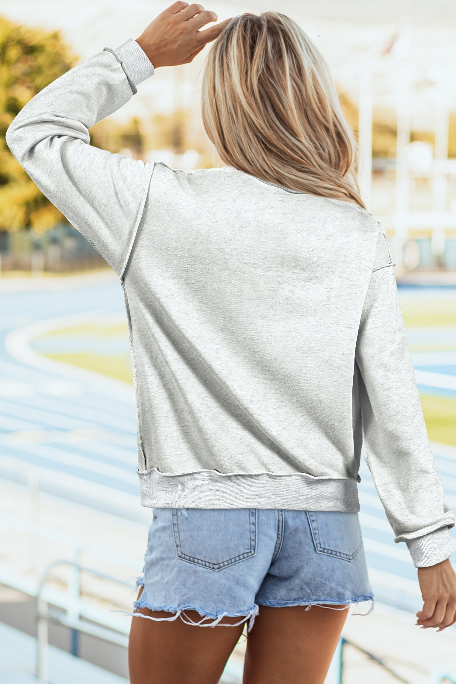 Coffee Oversize Drop Shoulder Reversible Mock Neck Sweatshirt