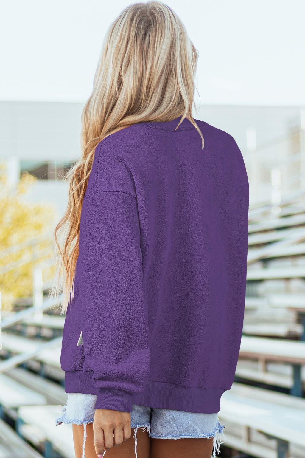 Coffee Oversize Drop Shoulder Reversible Mock Neck Sweatshirt