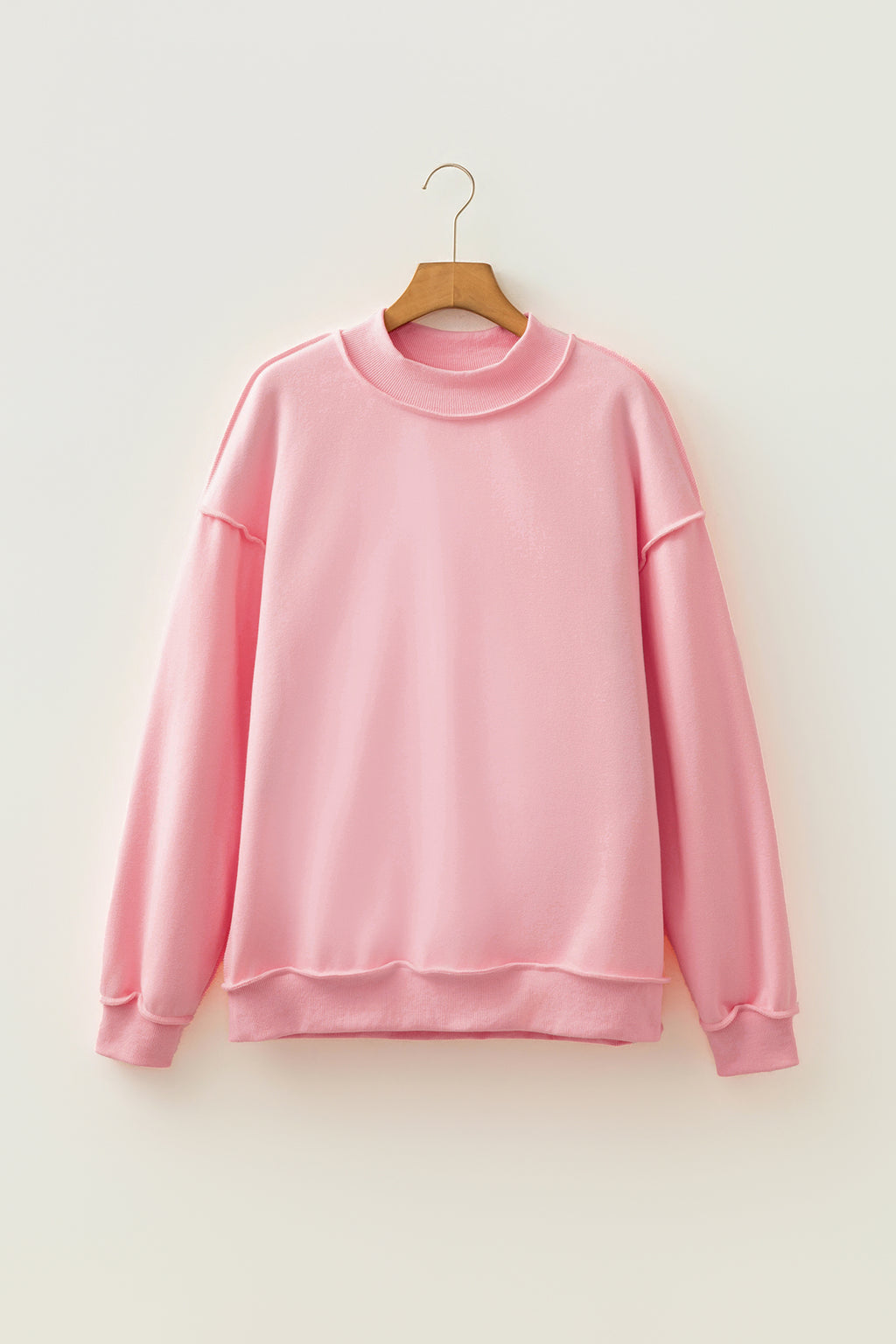 Coffee Oversize Drop Shoulder Reversible Mock Neck Sweatshirt