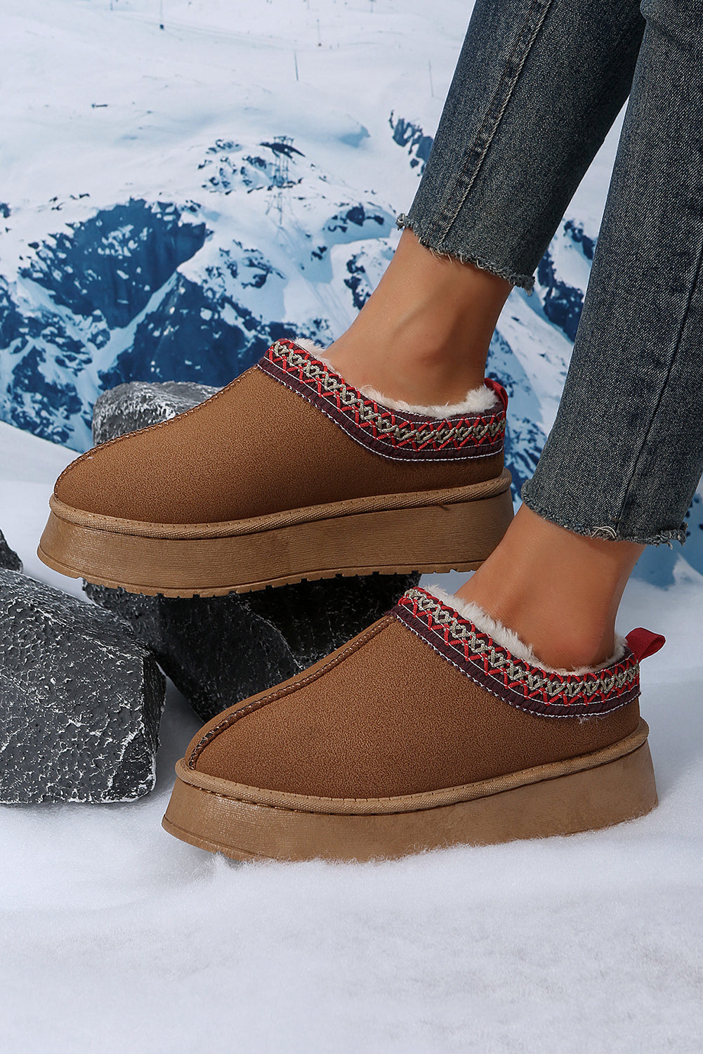 Plush Lined Platform Slippers
