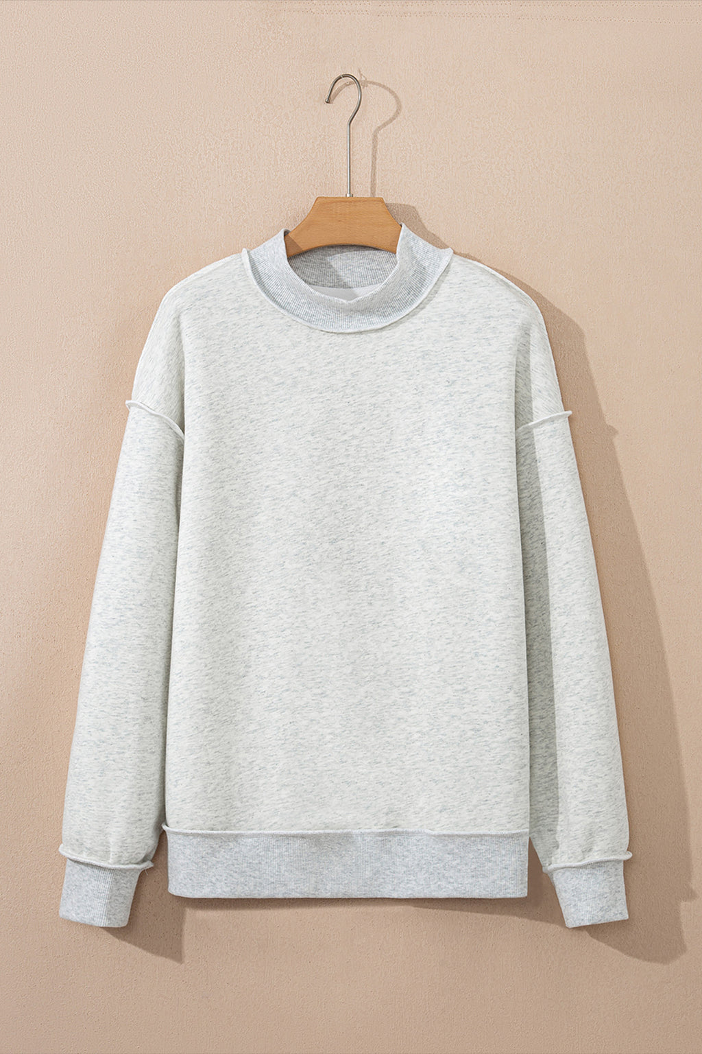 Coffee Oversize Drop Shoulder Reversible Mock Neck Sweatshirt