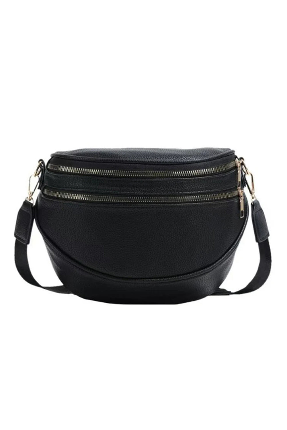 Cinnamon PU Leather Double Zipper Crossbody Bag