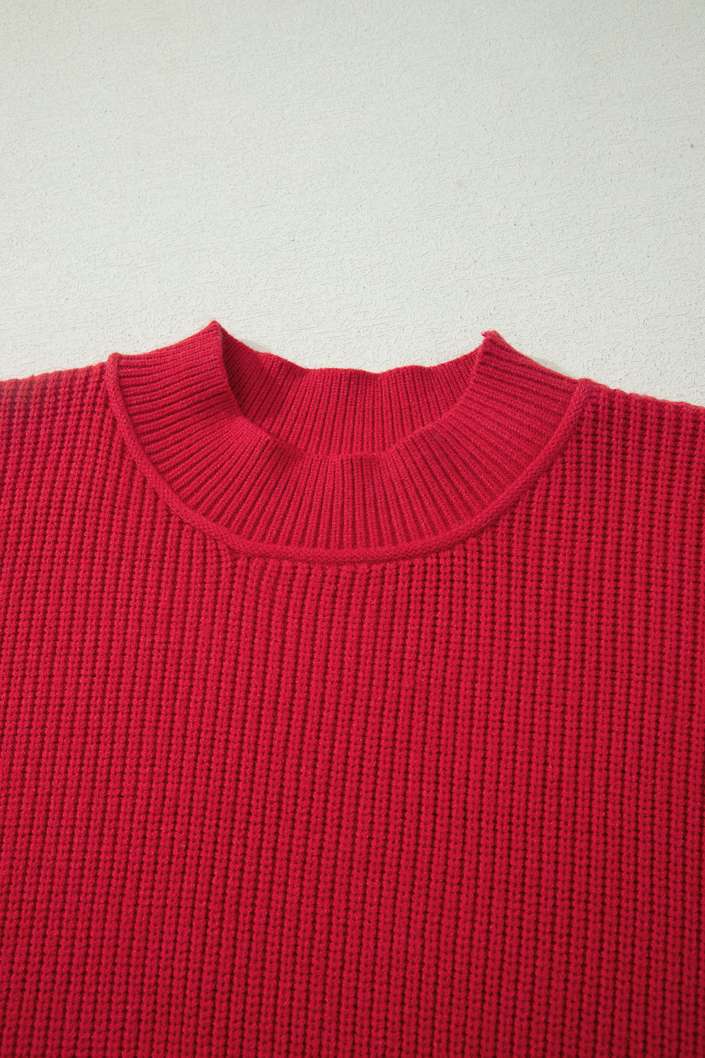 Chestnut Long Sleeve Ribbed Knit Stand Neck Regular Fit Sweater