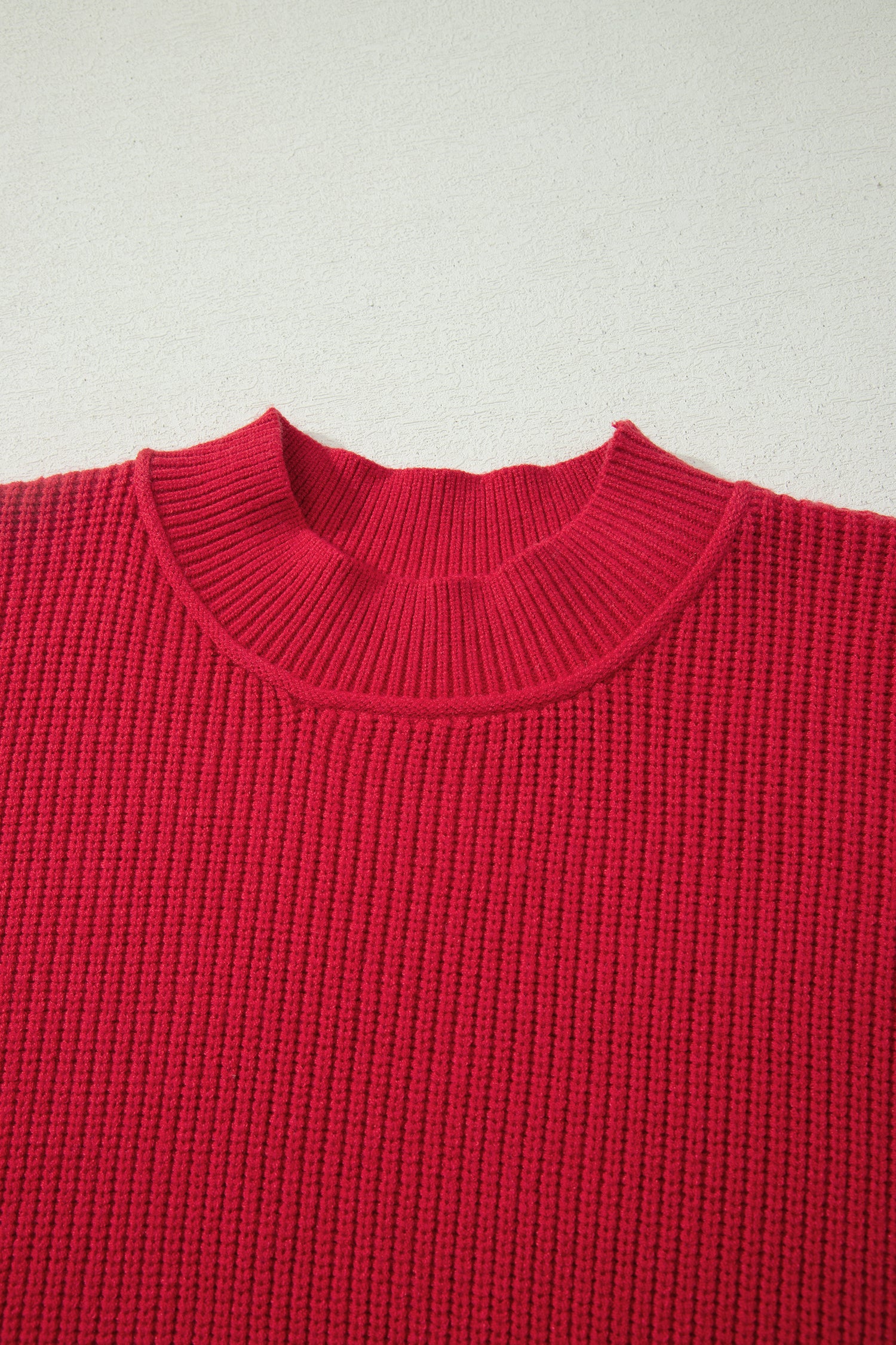 Chestnut Long Sleeve Ribbed Knit Stand Neck Regular Fit Sweater