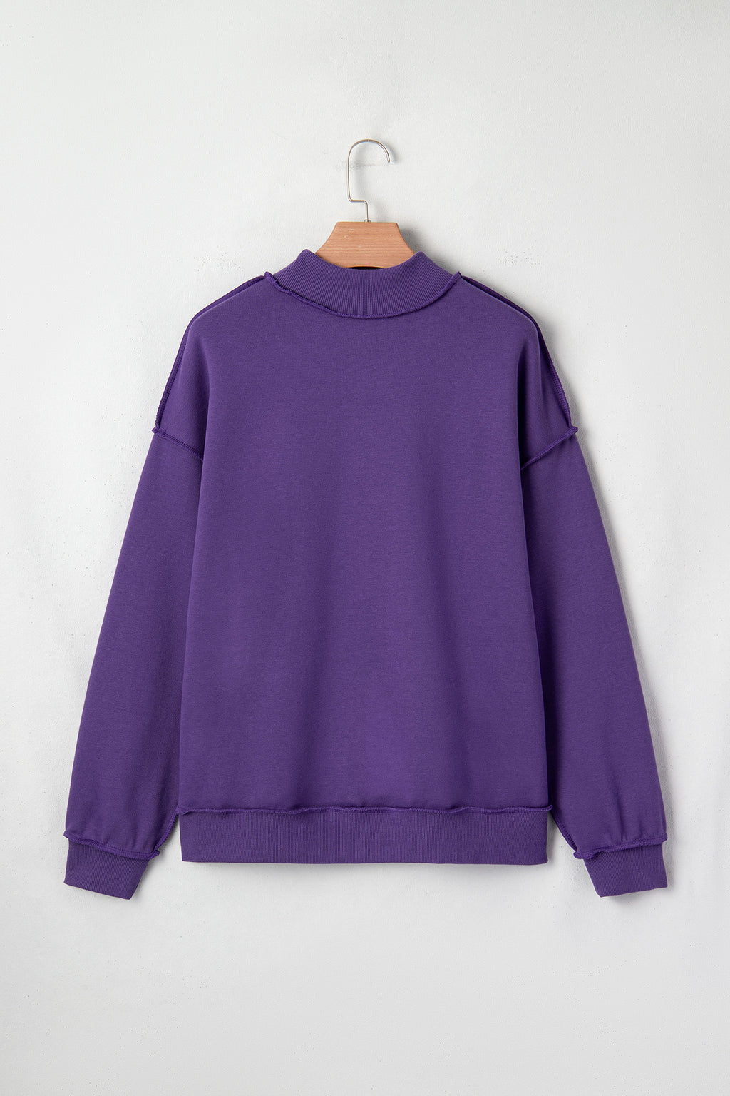 Coffee Oversize Drop Shoulder Reversible Mock Neck Sweatshirt
