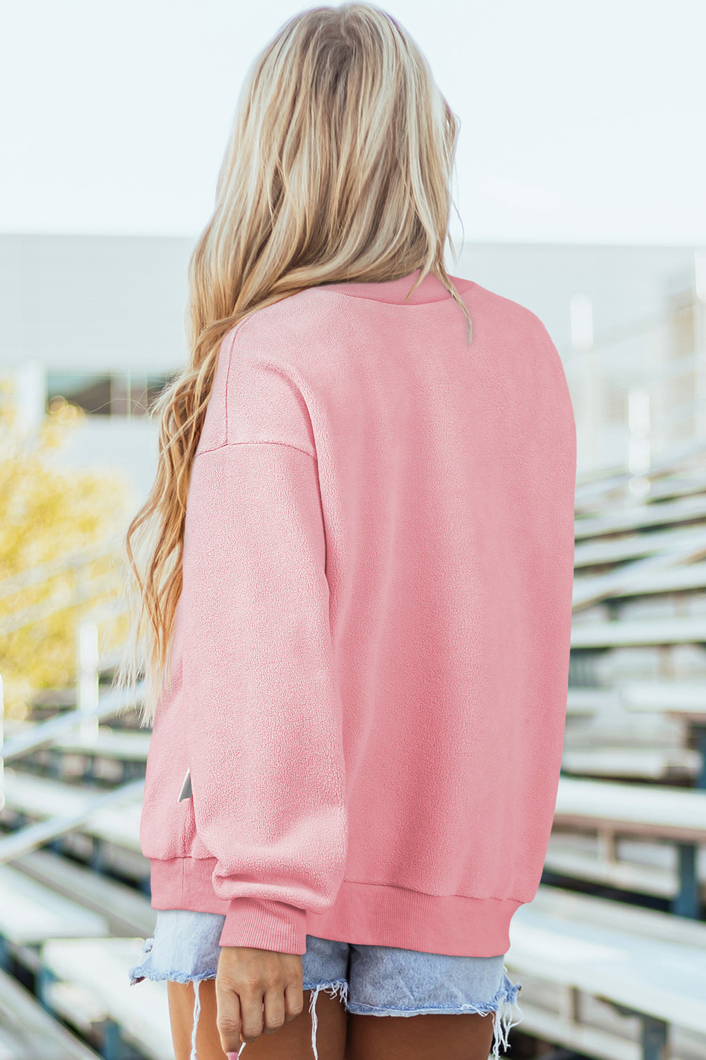Coffee Oversize Drop Shoulder Reversible Mock Neck Sweatshirt