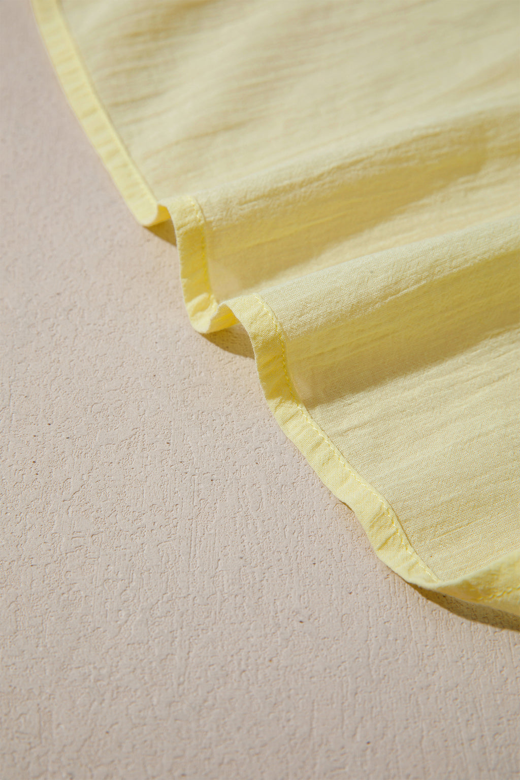 Yellow Cream V Neck Ruffle Trim Sleeveless Shift Top