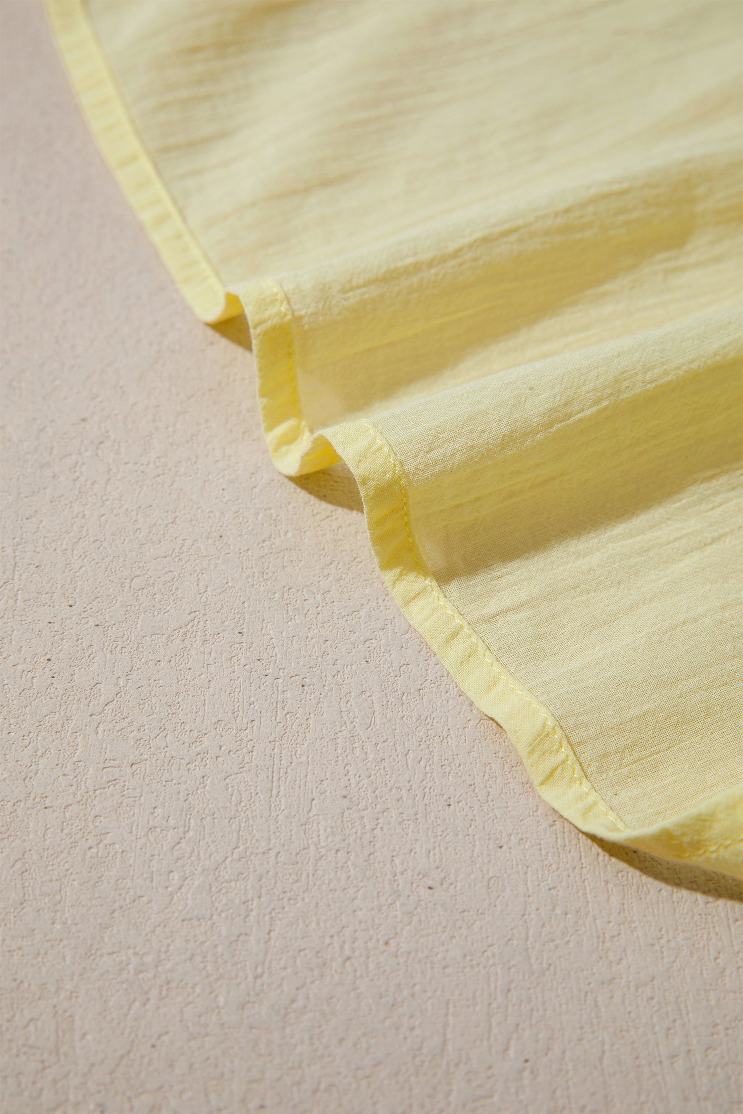 Yellow Cream V Neck Ruffle Trim Sleeveless Shift Top