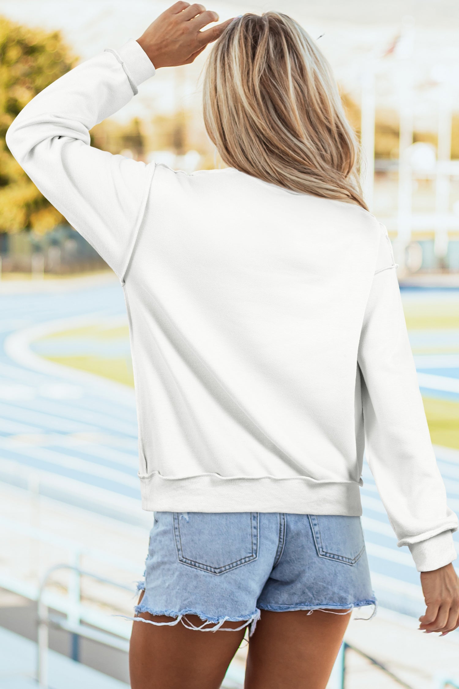 Coffee Oversize Drop Shoulder Reversible Mock Neck Sweatshirt