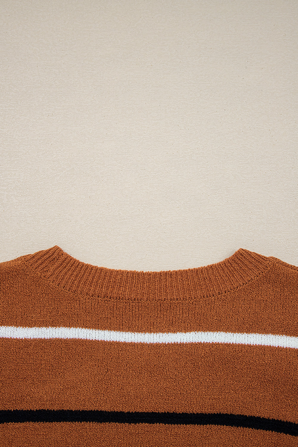 Multicolour Striped Ribbed Edge Drop Shoulder Sweater