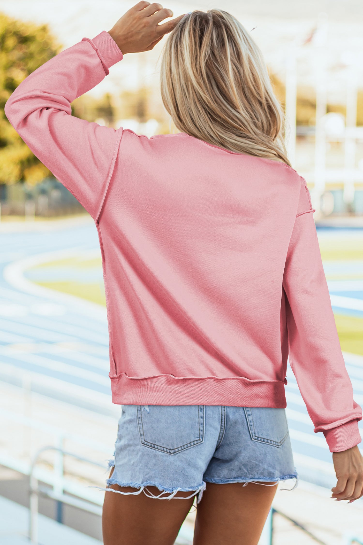 Coffee Oversize Drop Shoulder Reversible Mock Neck Sweatshirt