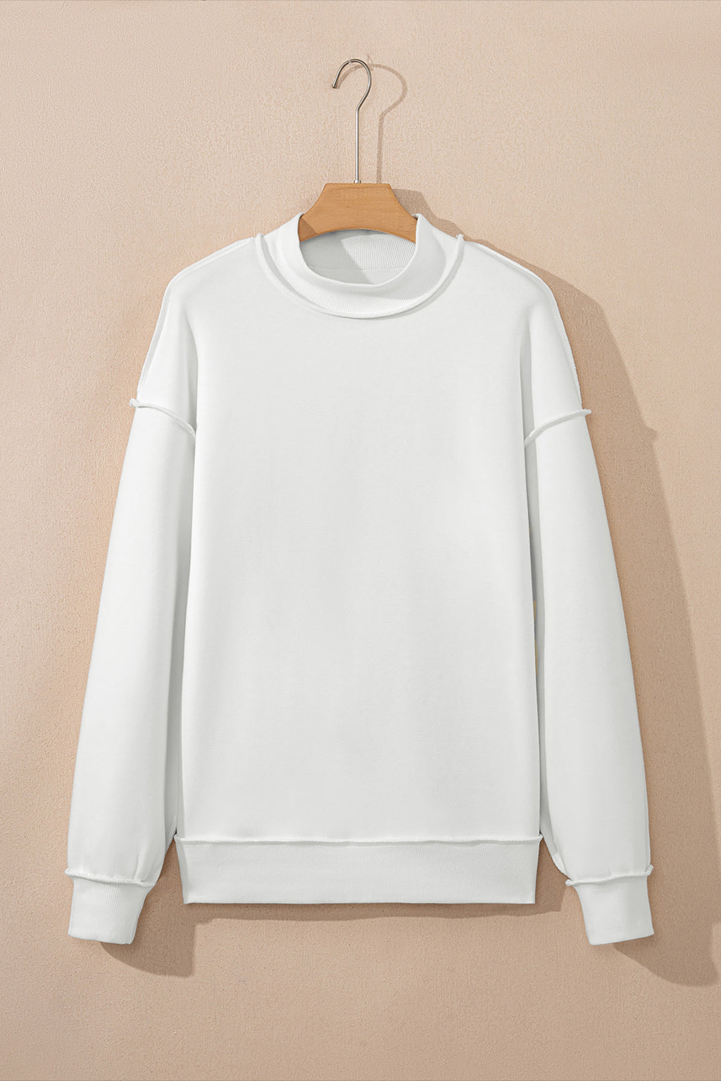 Coffee Oversize Drop Shoulder Reversible Mock Neck Sweatshirt