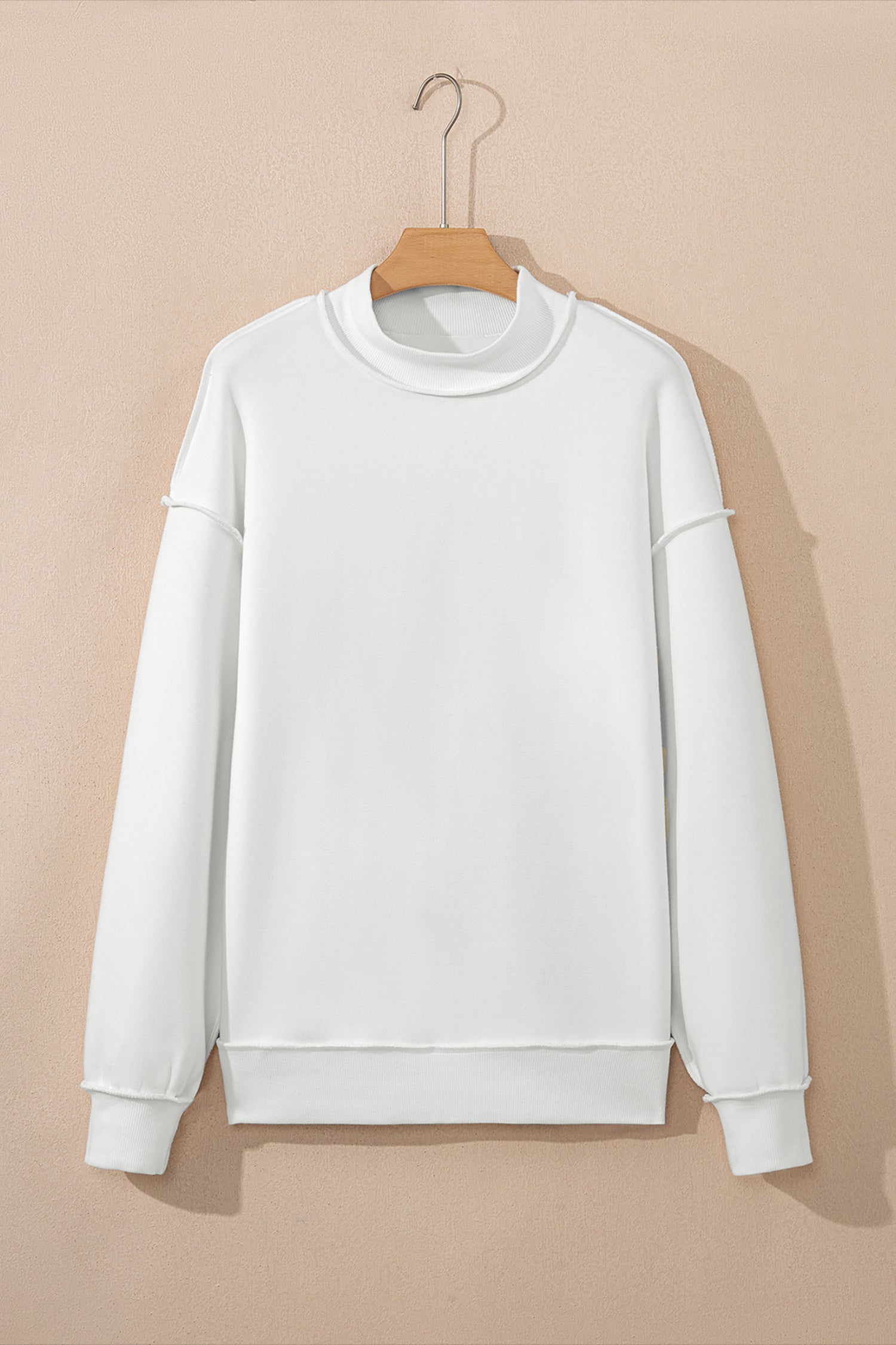 Coffee Oversize Drop Shoulder Reversible Mock Neck Sweatshirt