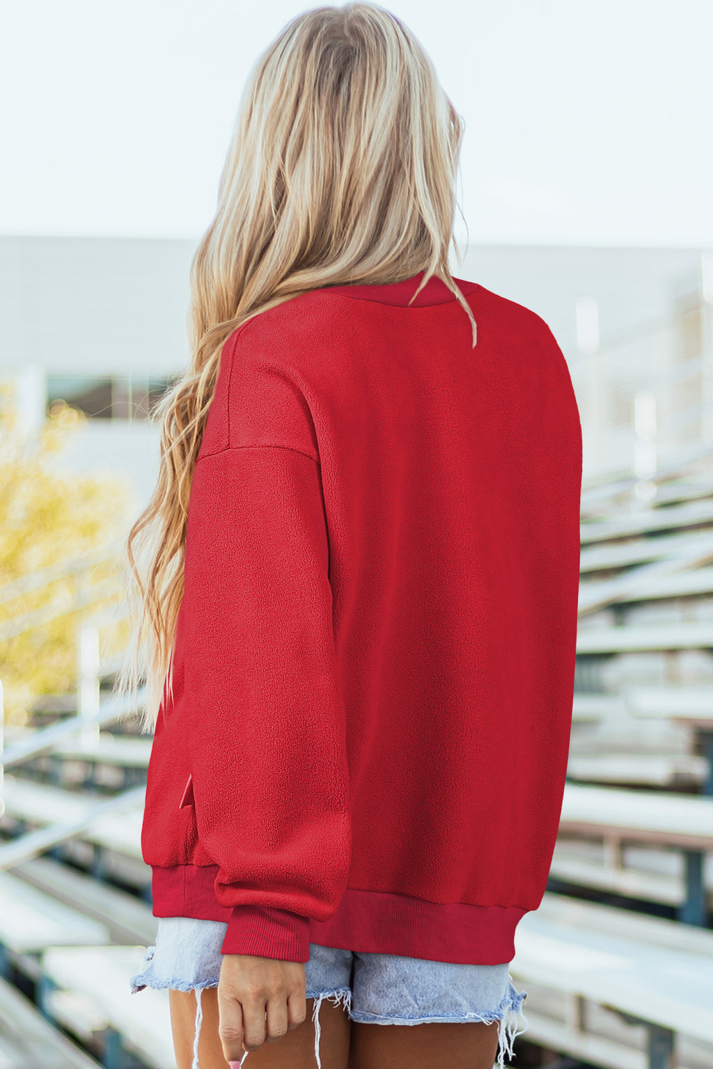 Coffee Oversize Drop Shoulder Reversible Mock Neck Sweatshirt
