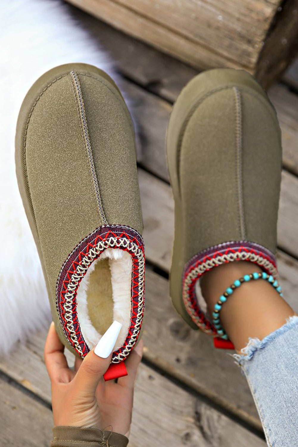 Plush Lined Platform Slippers