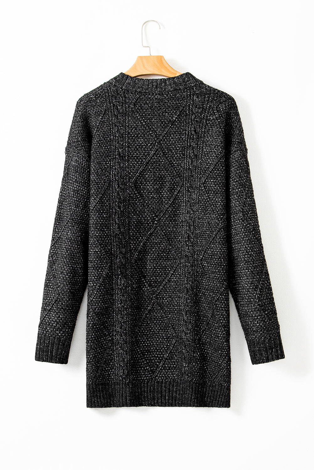 Oatmeal Cable Knit Drop Shoulder Loose Fit Sweater Dress
