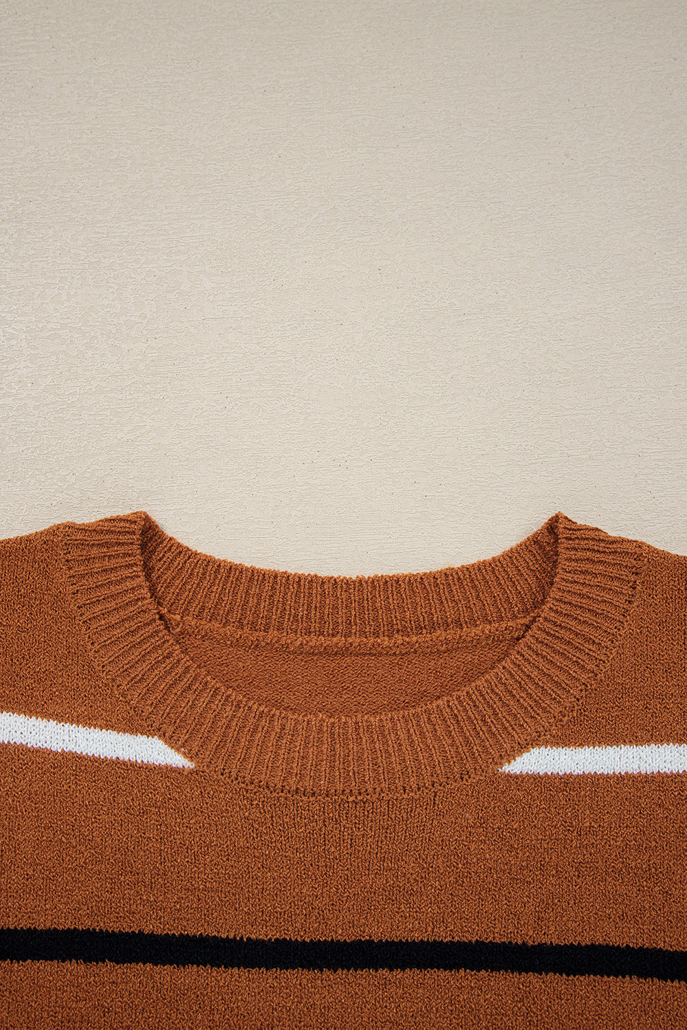 Multicolour Striped Ribbed Edge Drop Shoulder Sweater