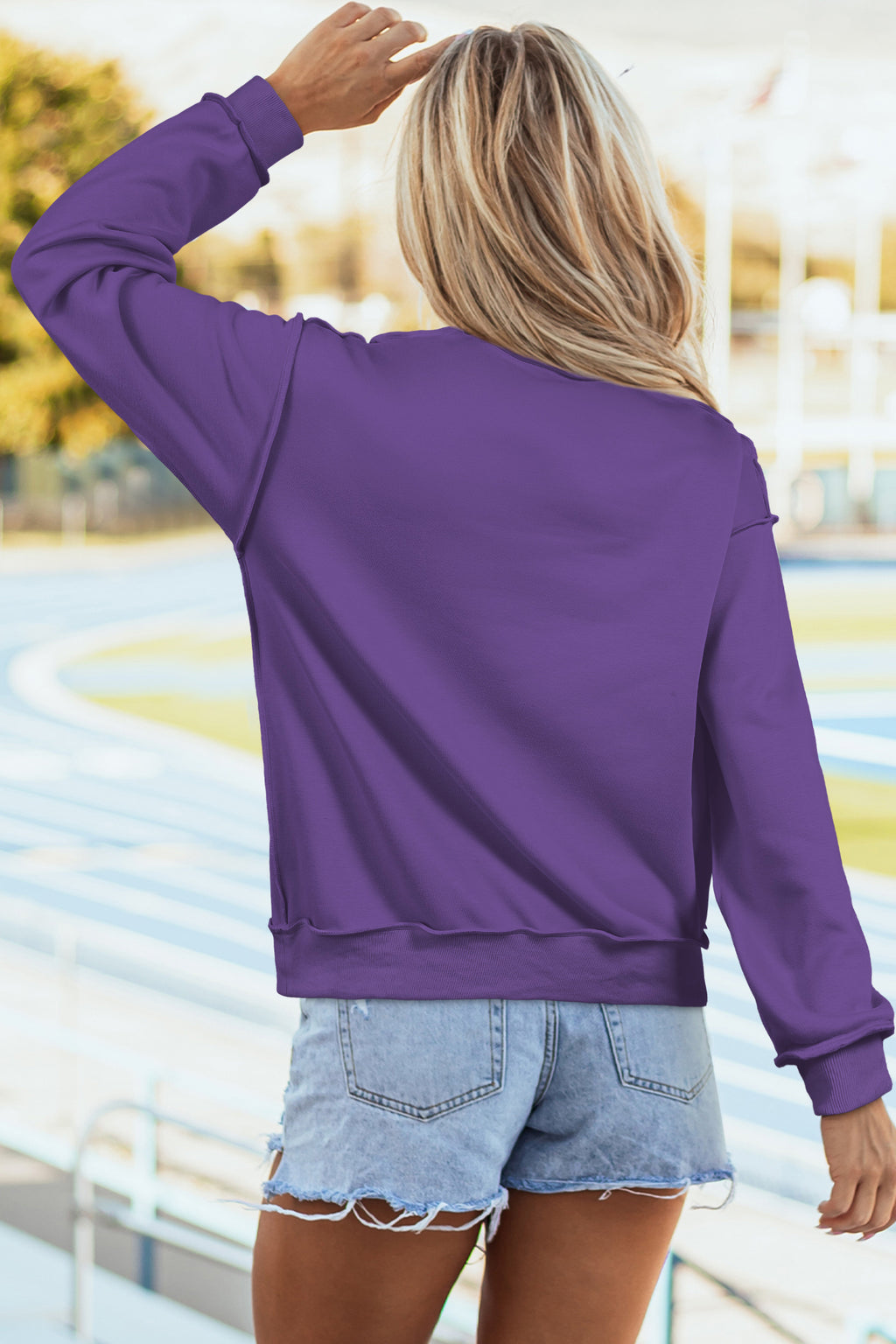 Coffee Oversize Drop Shoulder Reversible Mock Neck Sweatshirt