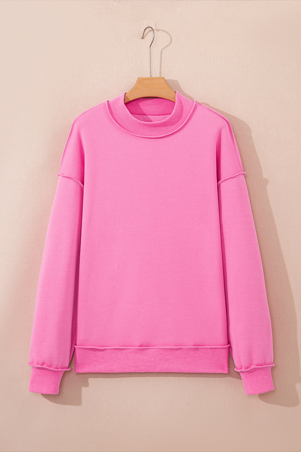 Coffee Oversize Drop Shoulder Reversible Mock Neck Sweatshirt