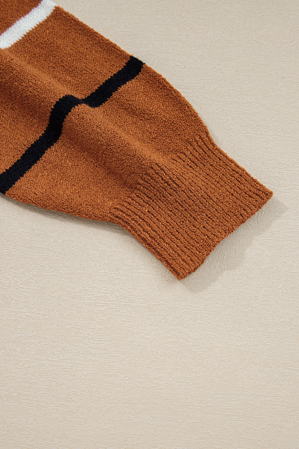 Multicolour Striped Ribbed Edge Drop Shoulder Sweater