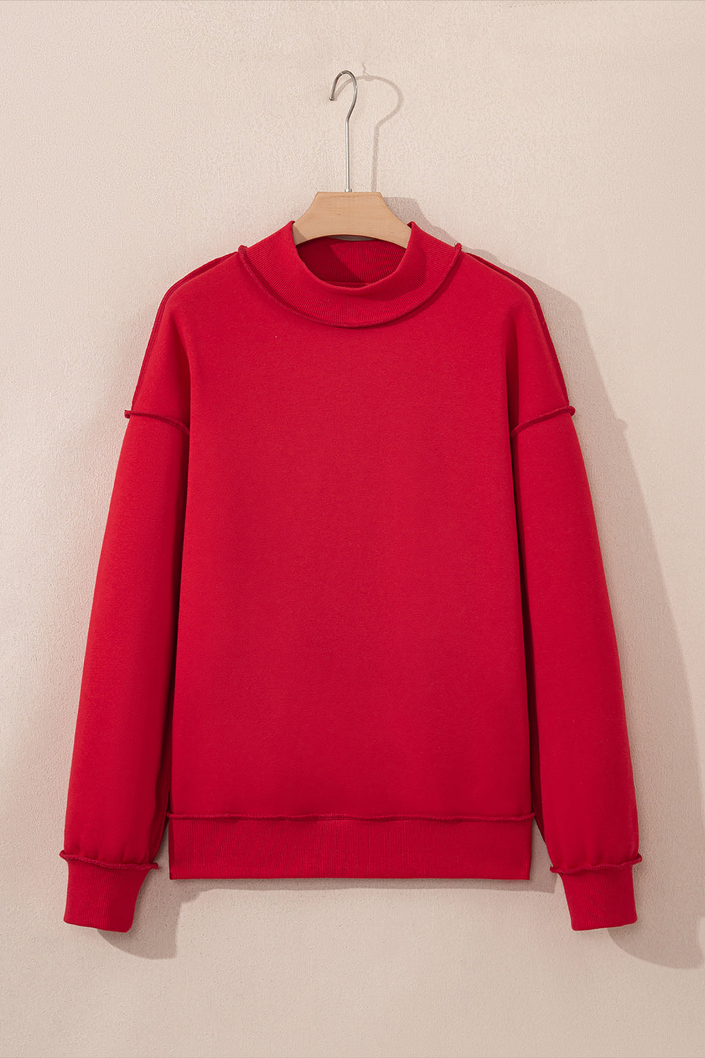 Coffee Oversize Drop Shoulder Reversible Mock Neck Sweatshirt
