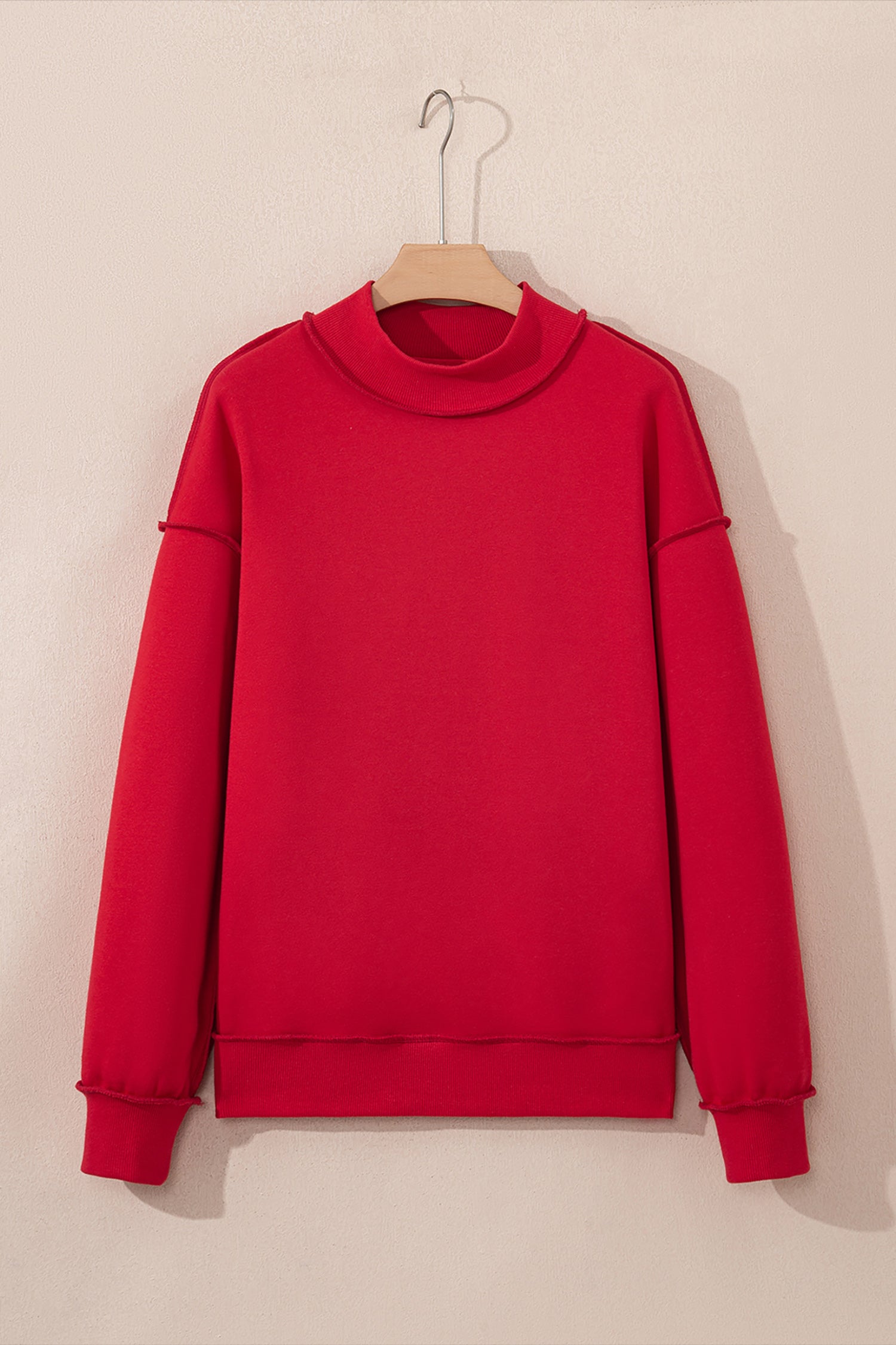 Coffee Oversize Drop Shoulder Reversible Mock Neck Sweatshirt